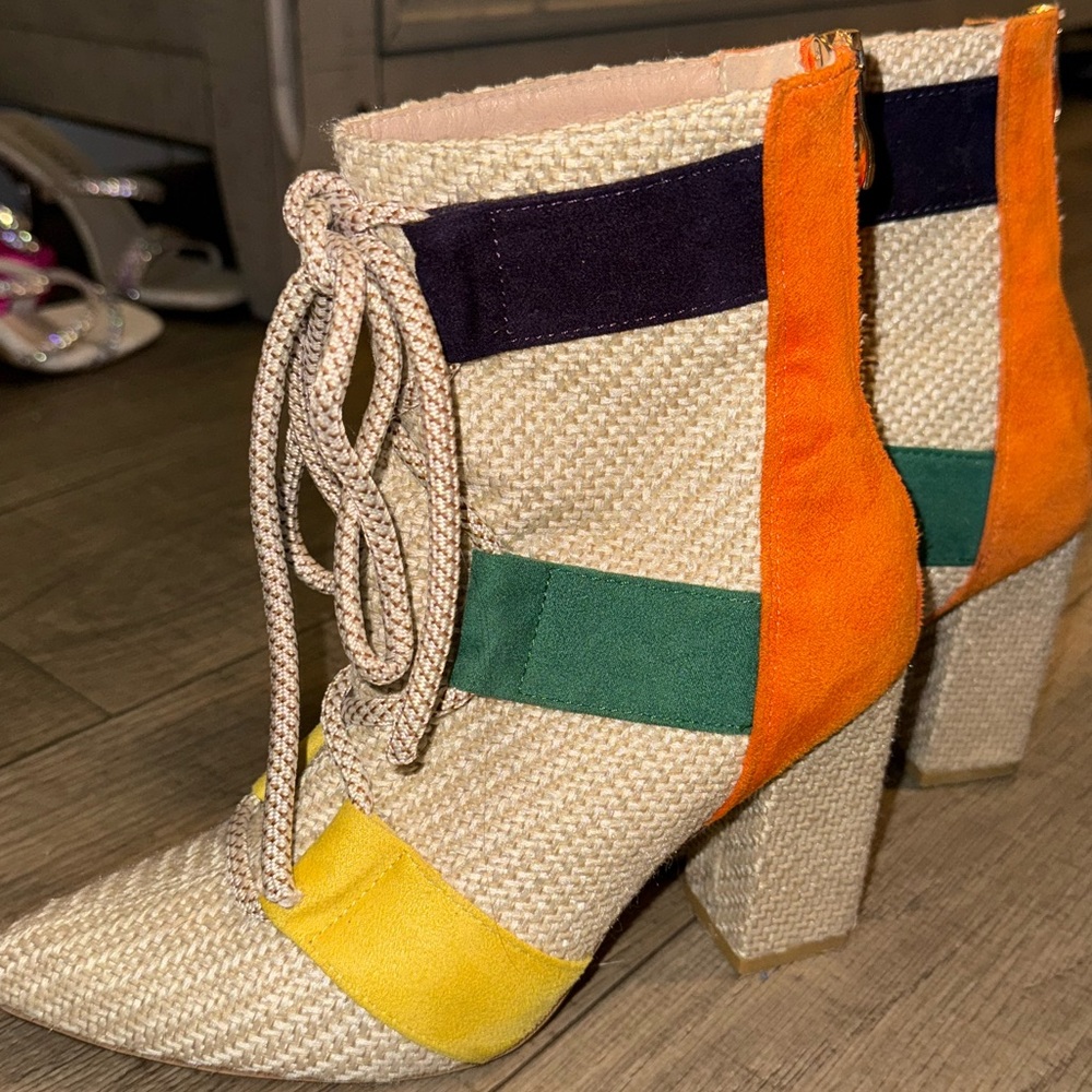 Colorful Striped Women's Ankle Boots